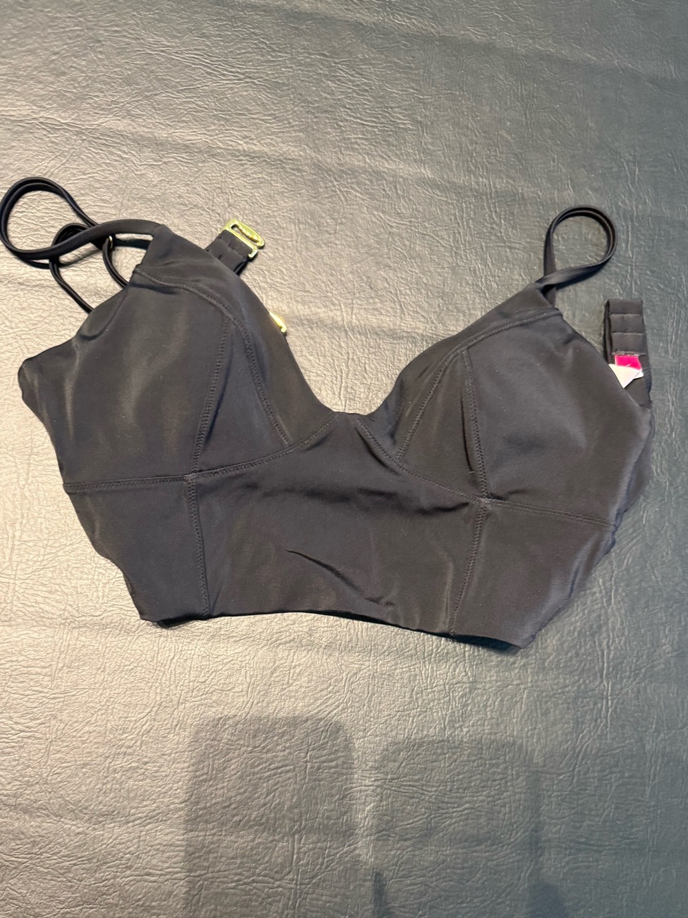 Victorias Secret Black Triangle Bikini Top Plunge Padded Wide Line Small